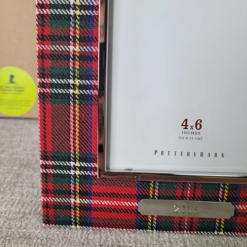 Pottery Barn Red Plaid 2016 Frame 4x6 Christmas Holiday St Jude NEW & RARE